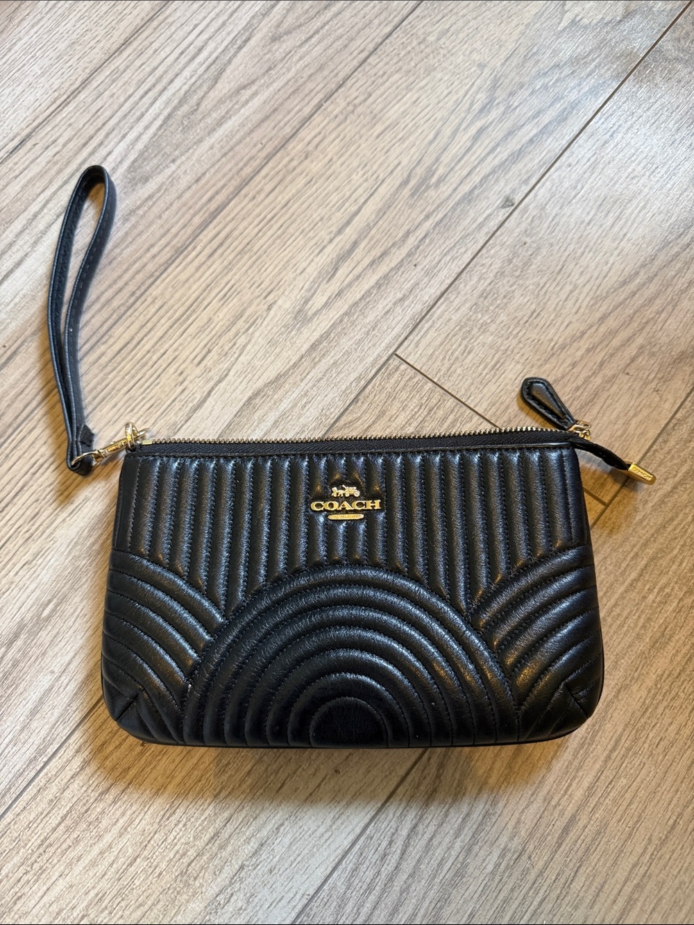 COACH Art Deco Quilted Leather Large Wristlet